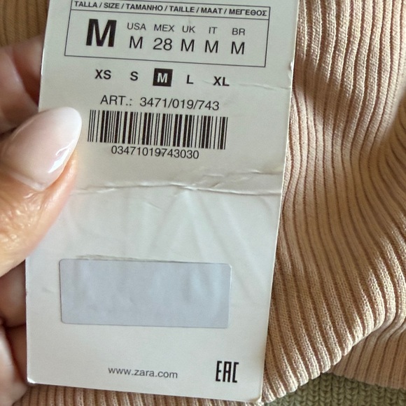 Zara One-Shoulder Ribbed Tank Top - Tan - Picture 2 of 2